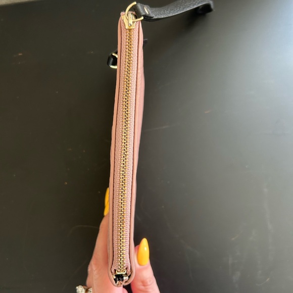 Kate Spade Pebbled Leather Pink Black Wristlet Clutch Coin Purse - Picture 12 of 14